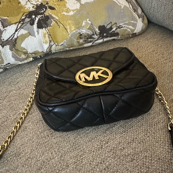 Michael Kors Fulton  Black Quilted Chain Crossbody Bag | Like New Designer Bag - Picture 9 of 16